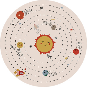 Tapis rond en fausse fourrure de cachemire EIFFEL HOME, épaisseur 1 cm, motif animaux mignons dans le ciel étoilé, pour chambre d'enfant, chambre à coucher, tapis de chaise - Product Image 2