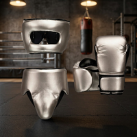 Ensemble de gants de boxe professionnels en cuir, protège-tête et protège-gland, imperméable, pour adultes, fermeture auto-agrippante, couleur et marque personnalisables