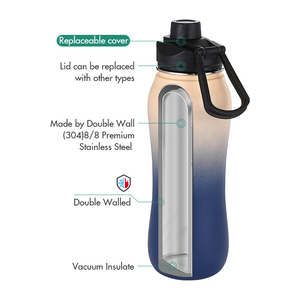 Nouvelle bouteille d'eau isolée en forme de <span class=keywords><strong>gourde</strong></span> 24oz à Double paroi en acier inoxydable 304, flacon sous vide - Product Image 6
