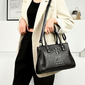 Women's <b>Large</b> Capacity Tote <b>Bag</b> Single Shoulder Crossbody Pattern Fashionable Middlen Aged Handbag with Two Straps Open Closure - Product Image 2