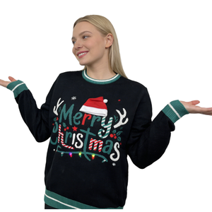 <span class=keywords><strong>Pull</strong></span>-over de Noël surdimensionné à manches longues pour homme, motif Rudolph et Père Noël, 100 % acrylique, hiver - Product Image 2