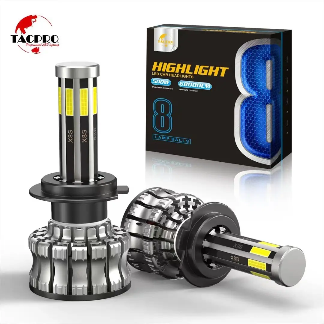 Super Bright Led Headlight Bulb H4 9005 H7 60W 6500K 12v Car Headlight 8 seite LED scheinwerfer