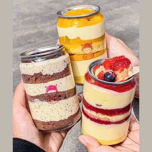 Boîte en PET transparente de qualité alimentaire vide de 250 ml, 330 ml, 500 ml avec couvercle à ouverture complète en aluminium pour gâteaux et desserts - Product Image 2