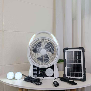 8 pollici campeggio 110v/220v AC DC piccolo ventilatore da tavolo ad energia solare scrivania portatile per esterno elettrico con luce a LED ventilatore solare - Product Image 2