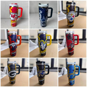 32 equipos de fútbol imprimir 40oz Acero inoxidable Houston Texans vasos Game Day Astros tazas con asa y pajita - Product Image 5