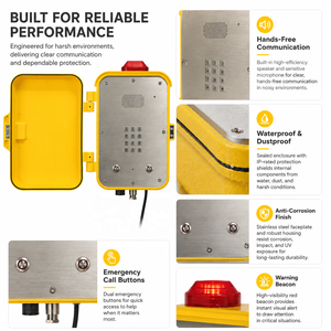 <span class=keywords><strong>Interphone</strong></span> mural d'urgence pour usine chimique avec balise d'avertissement, <span class=keywords><strong>téléphone</strong></span> antidéflagrant et étanche en alliage d'aluminium - Product Image 3