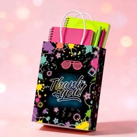 Sac cadeau en papier kraft néon réutilisable et écologique pour Halloween |   Sac à main fluorescent imprimé offset pour bonbons d'anniversaire
