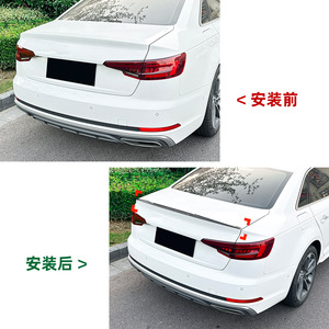 Audi A4 S4 B9 2017-2024 M4 Rear Spoiler Piano <b>Black</b> Carbon Fiber Texture Ducktail ABS <b>Trunk</b> Wing - Product Image 5