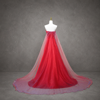 Robe de soirée classique rouge irisée, bustier, froncée, avec cape en tulle bicolore, coupe trapèze, pour bal de promo et concours de beauté, sur mesure, vente en gros