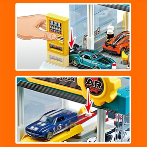 Lucky Toys Slot Toys Nuovo Stile Set Parcheggio Urbano con <span class=keywords><strong>Stazione</strong></span> di Riparazione Auto e 4 Veicoli in Lega - Product Image 2
