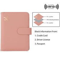 Dompet perjalanan kulit PU kustom desain RFID pesawat ringan tempat kartu lengan paspor Logo khusus untuk perjalanan udara