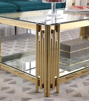 Table d'appoint en verre trempé à double étage de luxe artistique de haute qualité Meubles de salon
