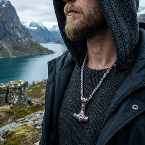 Joyería Norse Heritage al por Mayor, Collar <span class=keywords><strong>de</strong></span> Cadena <span class=keywords><strong>de</strong></span> Rey para Hombre <span class=keywords><strong>de</strong></span> Acero Inoxidable, Colgante <span class=keywords><strong>de</strong></span> Martillo <span class=keywords><strong>de</strong></span> <span class=keywords><strong>Thor</strong></span>, Collar Vikingo - Product Image 3