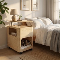 Table d'appoint moderne en bois pour chat avec bureau rotatif à 360° pour ordinateur portable, meuble de lit mobile pour animaux de compagnie d'intérieur pour salon
