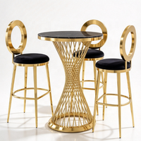 Table de bar haute moderne en acier inoxydable doré, ronde, pour événements de mariage