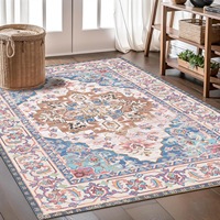 Tapis de table basse rectangulaire géométrique moderne de style américain personnalisé de 10 mm, fabriqué à la machine, lavable en machine, salon complet