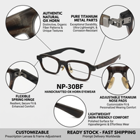 Monture de lunettes en corne de bœuf naturelle et titane pur NP 30BF, personnalisable, en stock, livraison rapide