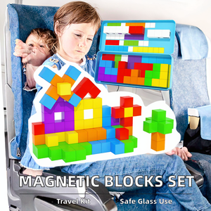 Minecftoy Glazen Blokken Mini Reiskofferset voor Kinderen 4-6 jaar Montessori Autisme-Vriendelijk Bouw Zintuiglijk Speelgoed Verjaardagscadeau - Product Image 2