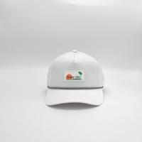 Casquette de baseball OEM personnalisée en polyester imperméable à séchage rapide, avec logo en caoutchouc, 5 panneaux, perforations découpées au laser et trous percés