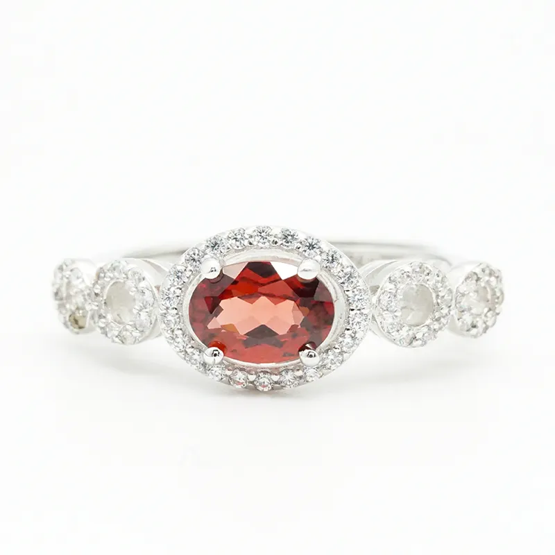 Ring Stone Ring High Quality Engagement Ring Ingenious Female Lovely Red Stone Silver Wedding Ring OEM Expert