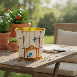 2.6L Vintage Birdcage Ilustración Metal Palomitas Cubo 175x170mm 2.6L con pájaros coloridos - Product Image 3