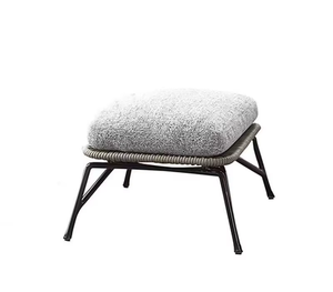Repose-pieds ottoman d'extérieur gris foncé moderne avec corde tressée à la main et structure en alliage d'aluminium antirouille pour chaise longue <span class=keywords><strong>de</strong></span> patio - Product Image 2
