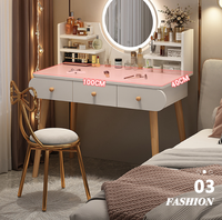 STG Table de maquillage minimaliste moderne de 80 cm de style européen et américain avec miroir sur pied pour chambre à coucher, coiffeuse durable