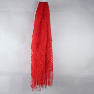 Écharpe triangulaire en dentelle de polyester pour femmes, brodée, avec glands, châle d'église, 170*65cm, respirante, pendentif, <span class=keywords><strong>mantille</strong></span> en dentelle espagnole, voile pour la tête - Product Image 4