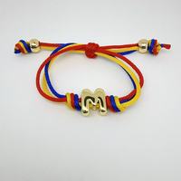 Bracelet personnalisé en or avec initiale et breloque CZ, bijou lettre en corde tressée colorée pour femmes et filles, vente en gros, fournisseur en vrac