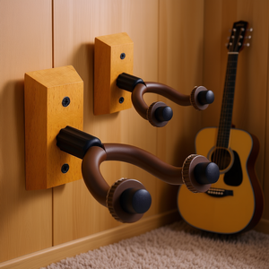 Support mural pour guitare en bois GH WD, 2 pièces, réglable et rotatif, avec rembourrage doux, pour guitares acoustiques, classiques, électriques et basses - Product Image 2