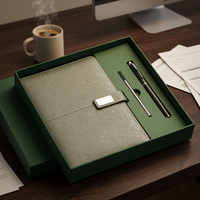 Coffret Cadeau Personnalisé OEM en PU Rigide Durable avec Stylo, Recharges, Clé USB et Carnet de Notes A5 Promotionnel Personnalisé