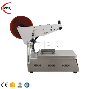 HZPK Étiqueteuse électrique de bureau compacte pour bouteilles carrées (frontal/arrière) et flacons de shampoing, manuelle semi-automatique pour boîtes - Product Image 3