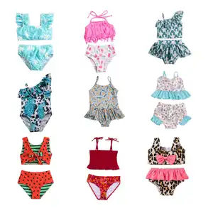 Wholesale High Quality Custom Printed Swimwear Summer Girl Two-Pieces Dress Beach Bathing Swimsuit