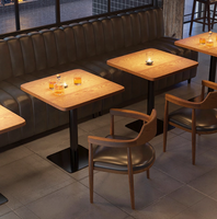 Tables et chaises carrées/rondes en bois massif vintage pour café, salon, pub, restaurant occidental et boulangerie ou bar