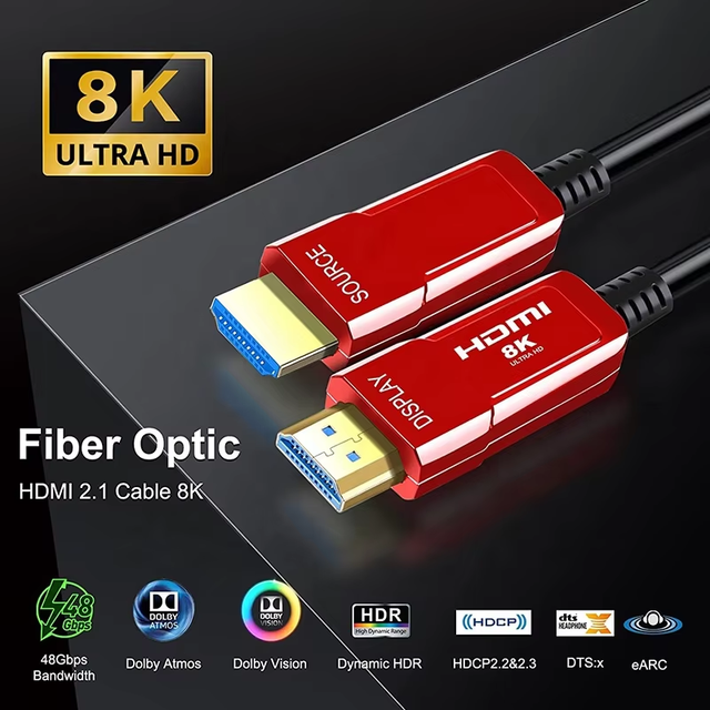 HDMI 2.1 AOC Fiber Optic Cable 8K60Hz 48Gbps High End Zinc Alloy Connector HD Coaxial Cable for TV Monitor