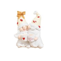 Gnome double en résine, motif café, pour la décoration festive de Noël à la maison, idéal pour la table à manger