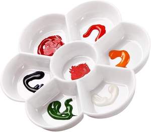Palettes de plateau de peinture XinyiArt avec 7 puits plateau de mélange de peinture en plastique blanc plat de peinture aquarelle pour <span class=keywords><strong>gouache</strong></span> d'art à l'huile - Product Image 5