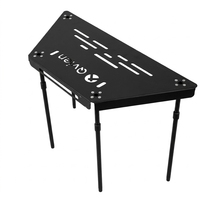 Table de camping pliable en fer noir moderne avec hauteur réglable, mobilier de pique-nique portable pour l'extérieur