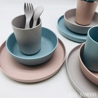 Ensemble de vaisselle écologique en PLA, vaisselle biodégradable, passe au lave-vaisselle et au micro-ondes, style nordique, bol, assiette, vaisselle en RPET