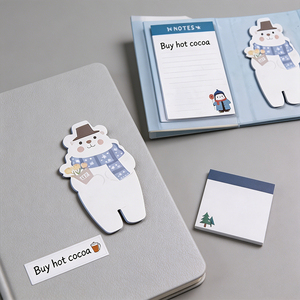 SK <b>Cute</b> Polar <b>Bear</b> Memo Pad Set With Sticky Notes And Notepad Blue Winter Theme Self-Adhesive Design - Product Image 4