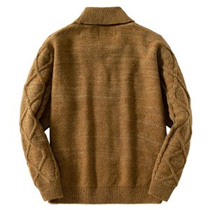 Chaqueta de punto estilo esmoquin con patrón argyle para <span class=keywords><strong>hombre</strong></span>, estilo retro, gruesa, tipo <span class=keywords><strong>cárdigan</strong></span>, 100% lana, transfronteriza europea y americana. - Product Image 4