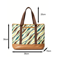Sac à bandoulière à imprimé ondulé, poche zippée, sac de courses réutilisable, sac pour les trajets quotidiens, sac de voyage et de travail en polyester pour femmes