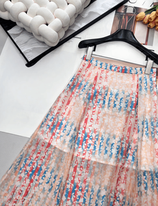 Falda Maxi de Cintura Alta con Volantes para Mujer, Falda Larga Fluida con Estampado en Línea A, Ropa Casual Elegante para el Día a Día y Ocasiones Especiales - Product Image 3