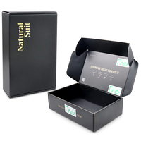 Boîte d'expédition noire en carton ondulé en gros Carton postal brillant avec stratification mate pour chaussettes et fourrure
