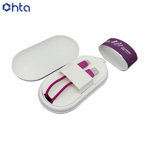 Atacado Custom <span class=keywords><strong>Data</strong></span> Cables Packaging Box <span class=keywords><strong>100</strong></span>% Biodegradável Bagaço Fibra Pulp Box para Eletrônica - Product Image 3