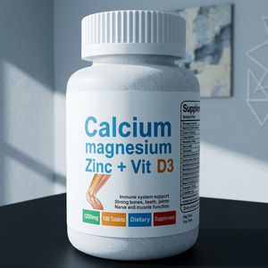 Comprimés de magnésium et de vitamine D3 en marque privée OEM ODM, complément alimentaire pour soutenir le système immunitaire des hommes, 100 comprimés - Product Image 1