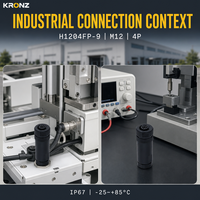 Connecteur circulaire étanche IP67 KRONZ tout plastique M12 4 broches A-codées, connecteur femelle à câblage sur site PG9, pour assemblage industriel et capteurs