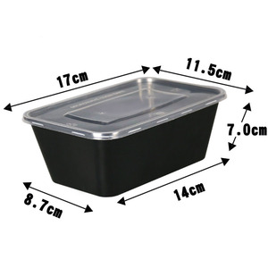 Contenant <span class=keywords><strong>jetable</strong></span> en PP transparent noir, 650ml, 20OZ, rectangulaire, en <span class=keywords><strong>plastique</strong></span>, pour emballage de nourriture pour micro-ondes, bol à soupe avec boîte à couvercle, 50 pièces - Product Image 2