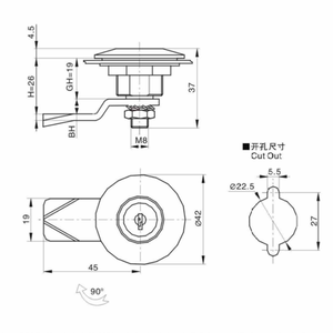 MS804 in lega di zinco Cam Lock piccola serratura rotonda <span class=keywords><strong>per</strong></span> <span class=keywords><strong>porta</strong></span> File di distribuzione scatola nucleo di blocco, attrezzature meccaniche cerniera camion - Product Image 4