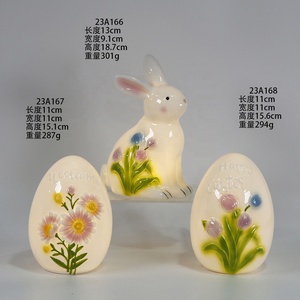 Venta caliente estatua de huevo de Pascua de cerámica personalizada Linda luz LED blanca para la decoración del hogar - Product Image 1
